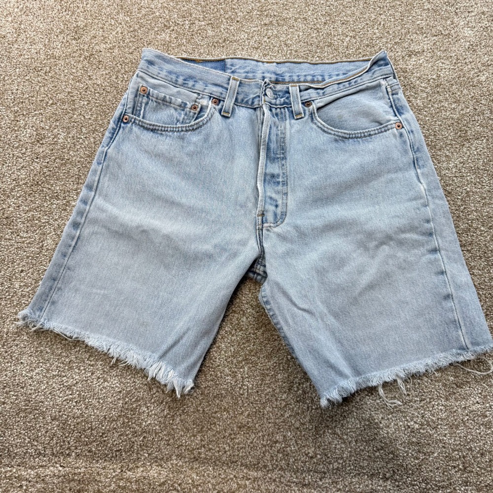 Levis 501 Vintage USA Made Light Wash Denim Cut Off Shorts W31 31 Festival Raw